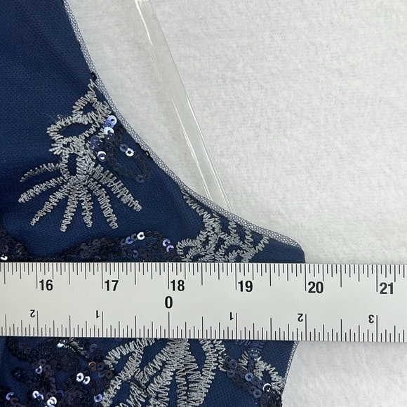 JS Collections Clara Formal Gown Size 14*  Navy Sequins/Embroidered Beautiful - Picture 9 of 11